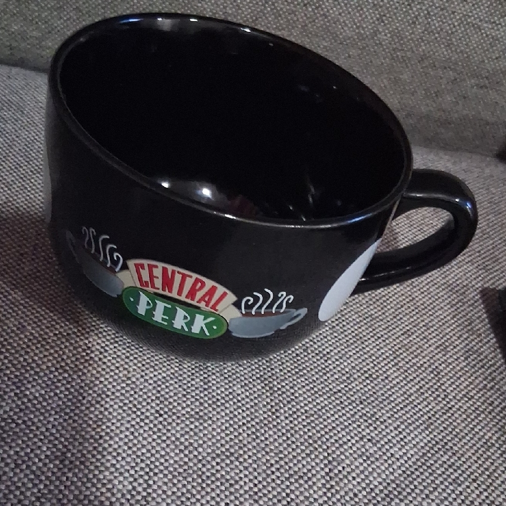 FRIENDS Central Perk Black Ceramic Mug with Green and Red Logo